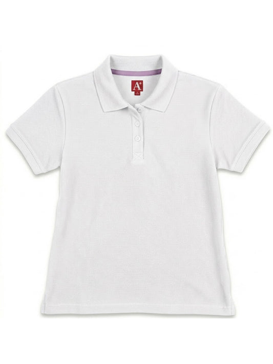 Women's Rib Trim Cuff Interlock Polo - 9737 - White
