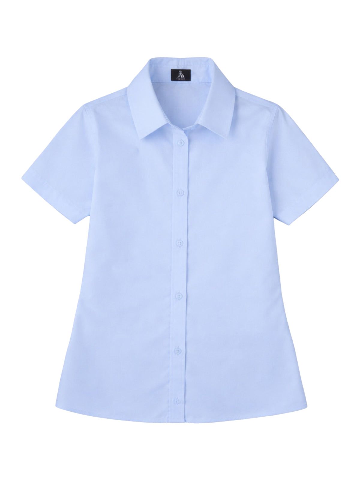 Girls Pocketless Short Sleeve Pinpoint Oxford Shirt - 9746 - Lt. Powder Blue