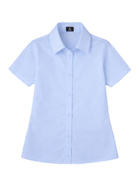 Girls Pocketless Short Sleeve Pinpoint Oxford Shirt - 9746 - Lt. Powder Blue
