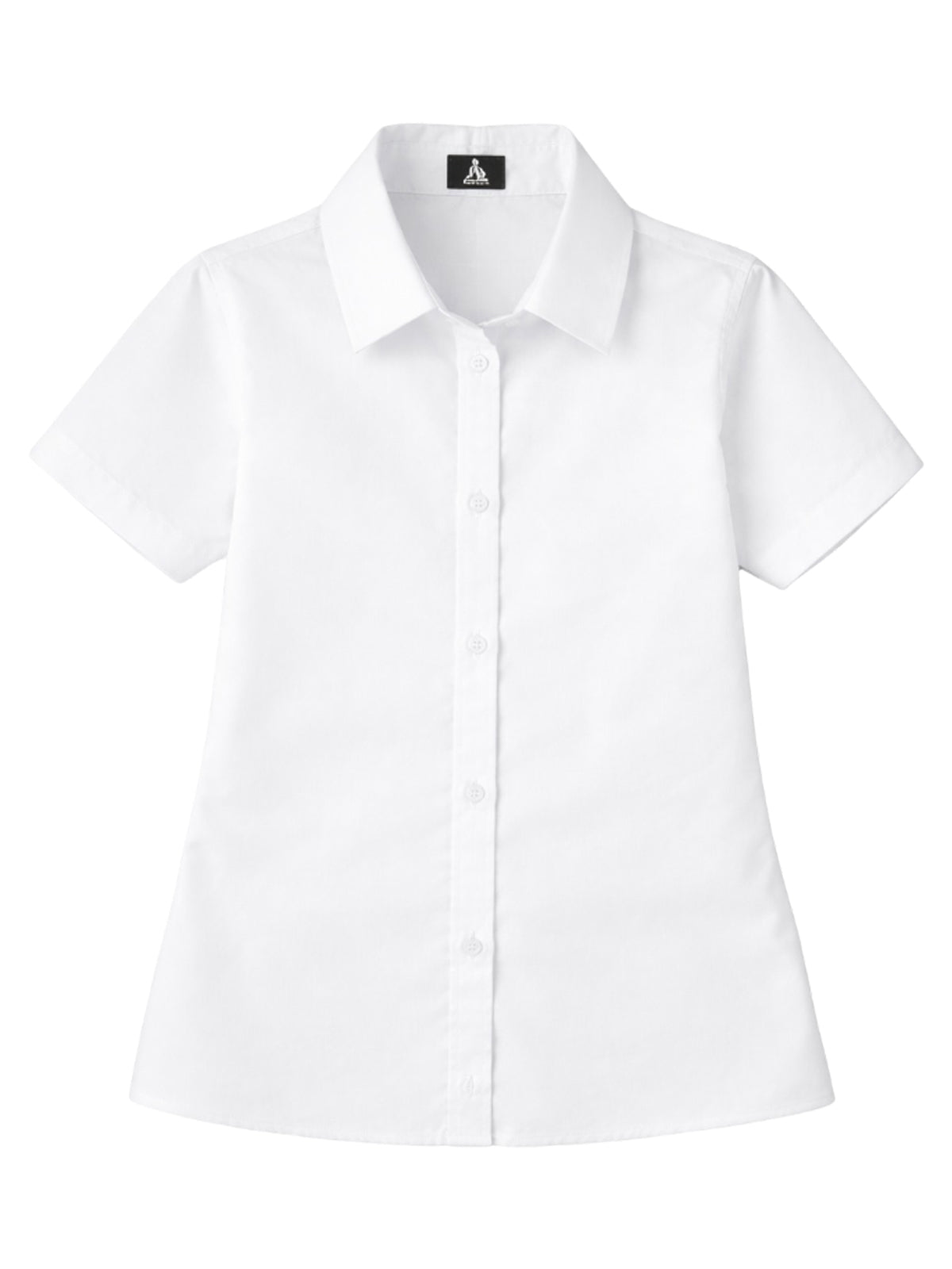 Girls Pocketless Short Sleeve Pinpoint Oxford Shirt - 9746 - White