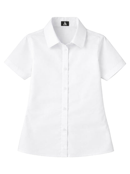 Girls Pocketless Short Sleeve Pinpoint Oxford Shirt - 9746 - White