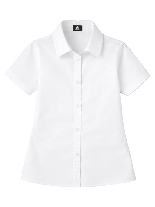 Girls Pocketless Short Sleeve Pinpoint Oxford Shirt - 9746 - White