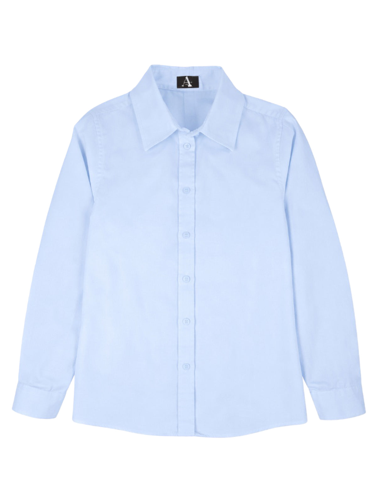 Girls Pocketless Long Sleeve Pinpoint Oxford Shirt - 9747 - Lt. Powder Blue
