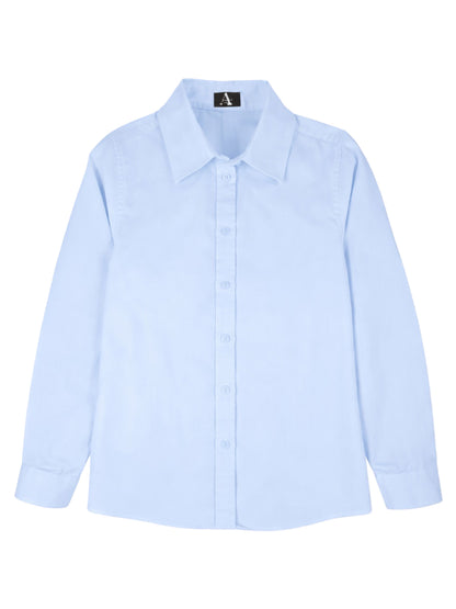 Girls Pocketless Long Sleeve Pinpoint Oxford Shirt - 9747 - Lt. Powder Blue