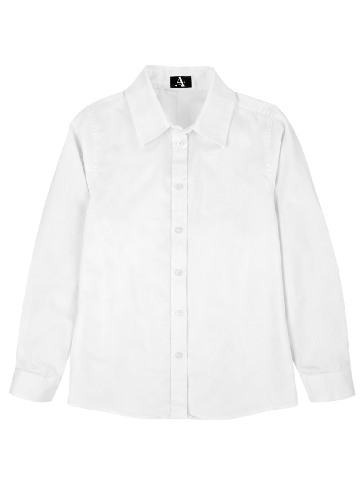 Girls Pocketless Long Sleeve Pinpoint Oxford Shirt - 9747 - White