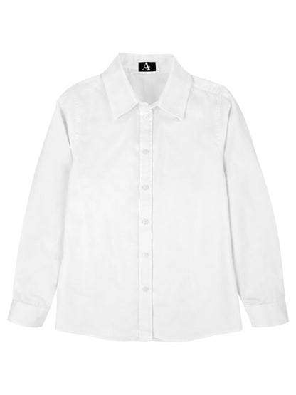 Girls Pocketless Long Sleeve Pinpoint Oxford Shirt - 9747 - White