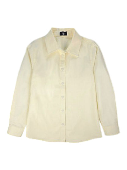 Girls Pocketless Long Sleeve Pinpoint Oxford Shirt - 9747 - Yellow