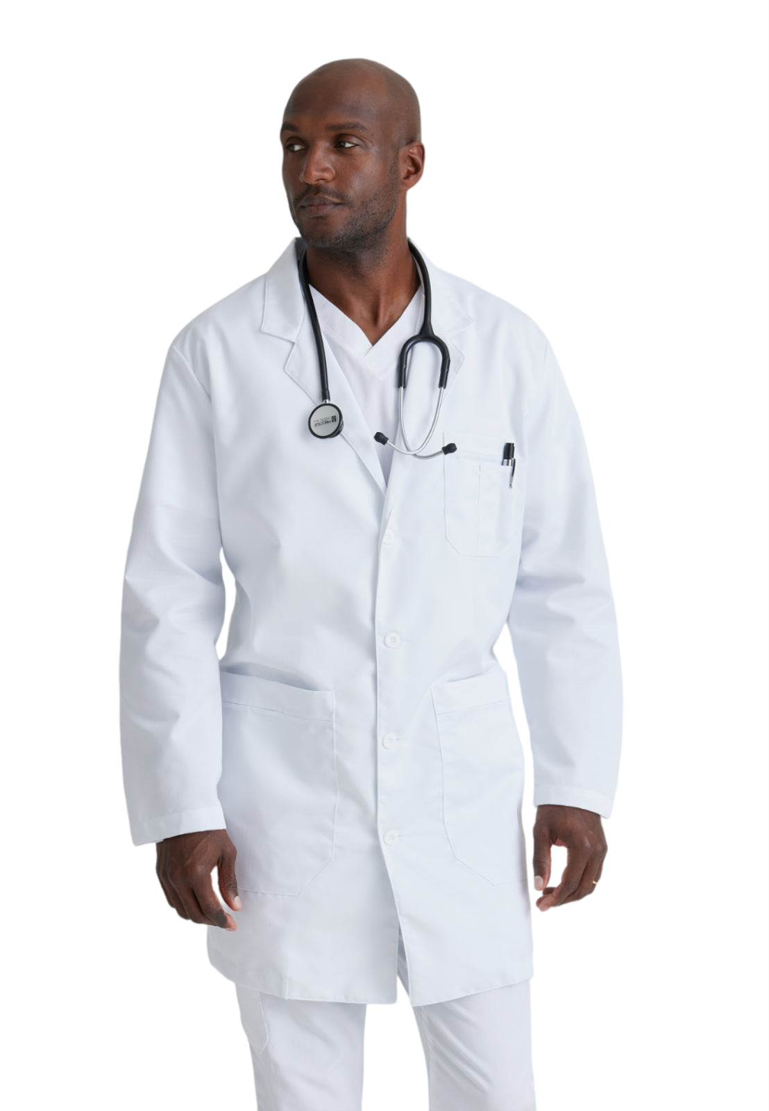 Men's Five-Pocket 37" Full-Length Noah Lab Coat - 0914 - White