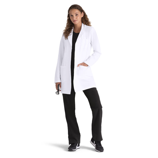 Women's Three-Pocket Round Notch Collar 32" Brooke Lab Coat - 2405 - White