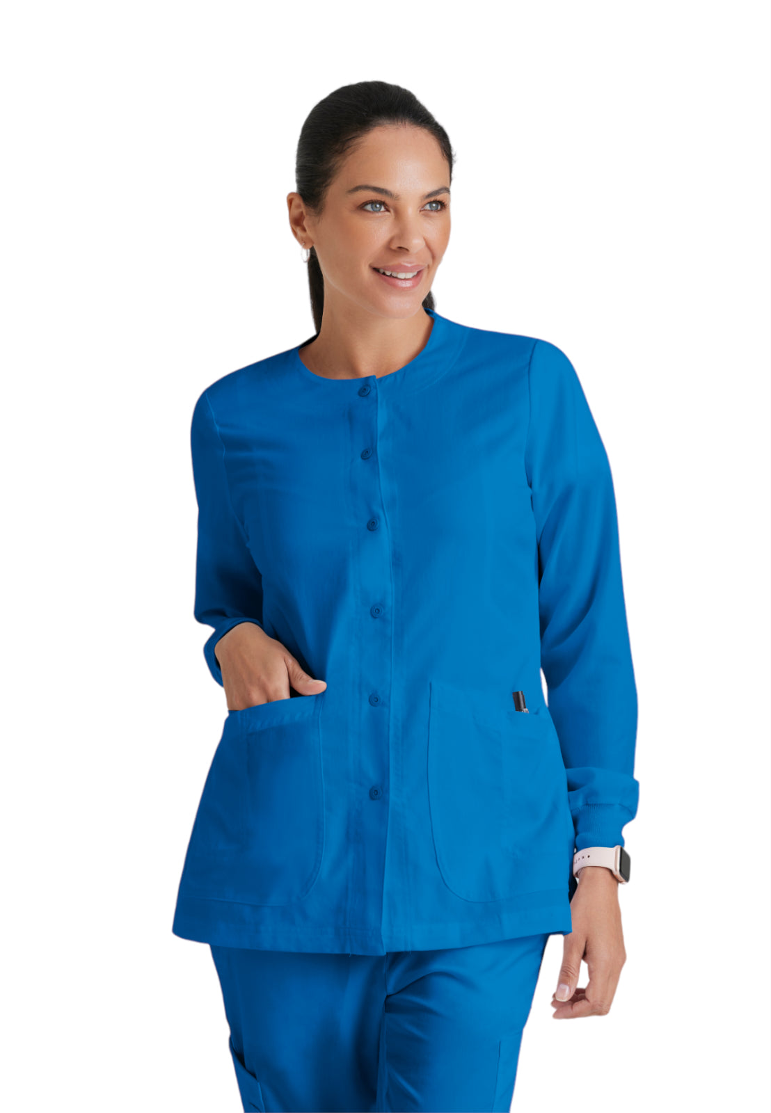 Women's Four-Pocket Snap Front Jamie Warm Up Scrub Jacket - 4450 - New Royal