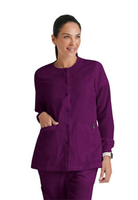 Women's Four-Pocket Snap Front Jamie Warm Up Scrub Jacket - 4450 - Wine