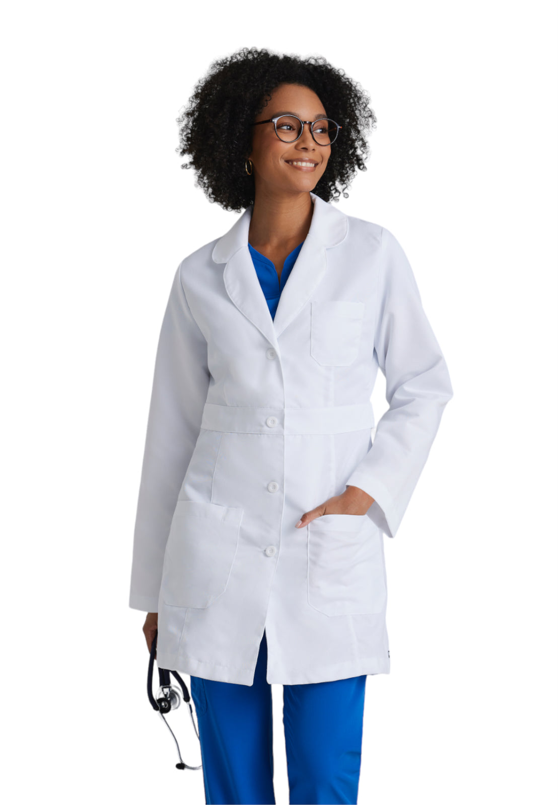 Women's Three-Pocket 34" Mid-Length Lily Lab Coat - 4481 - White