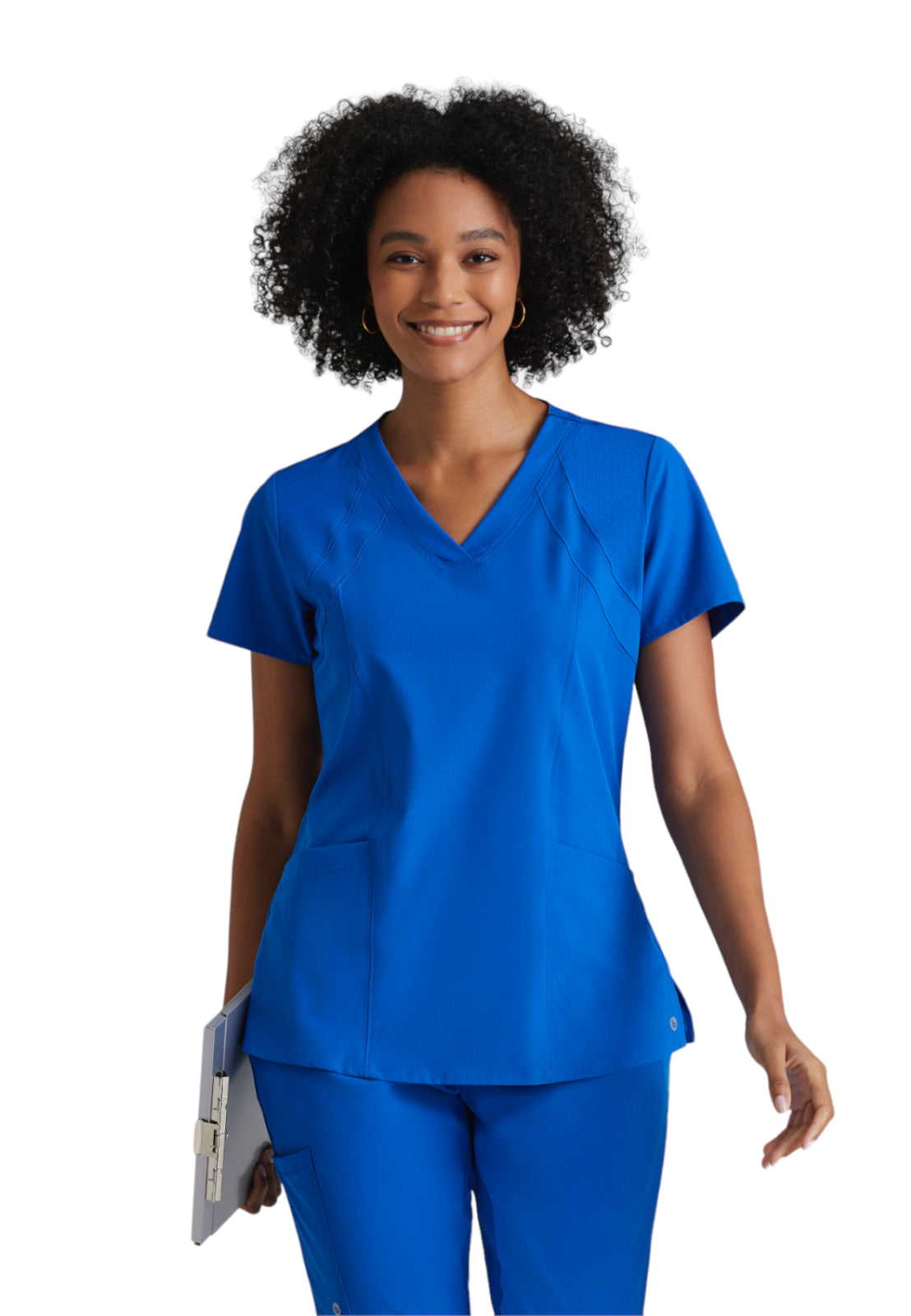 Women's Four-Pocket V-Neck Racer Scrub Top - 5105 - New Royal