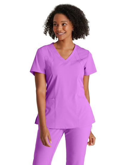 Women's V-Neck Racer Scrub Top - 5105 - Helio Purple