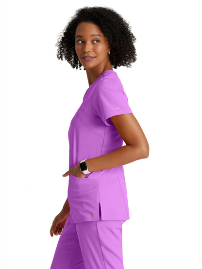 Women's V-Neck Racer Scrub Top - 5105 - Helio Purple