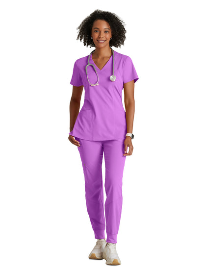 Women's V-Neck Racer Scrub Top - 5105 - Helio Purple