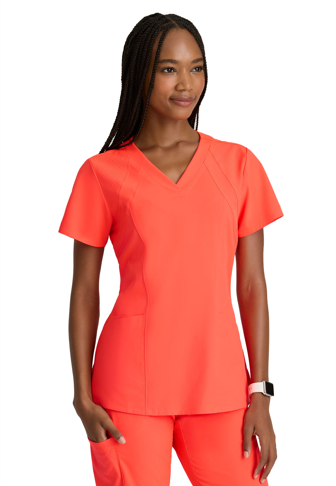 Women's V-Neck Racer Scrub Top - 5105 - Neon Flame