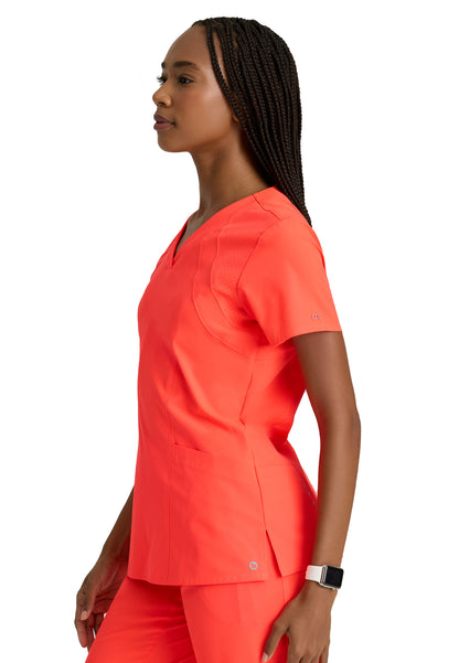 Women's V-Neck Racer Scrub Top - 5105 - Neon Flame