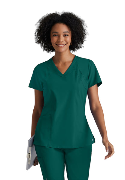 Women's Four-Pocket V-Neck Racer Scrub Top - 5105 - Hunter Green