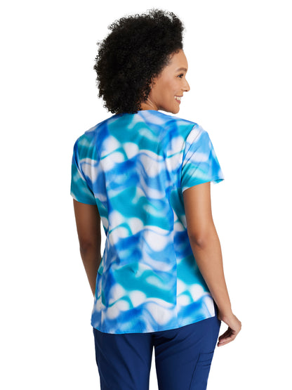 Women's V-Neck Thrive Scrub Top - 5107 - Azure Waves