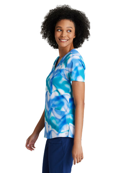 Women's V-Neck Thrive Scrub Top - 5107 - Azure Waves