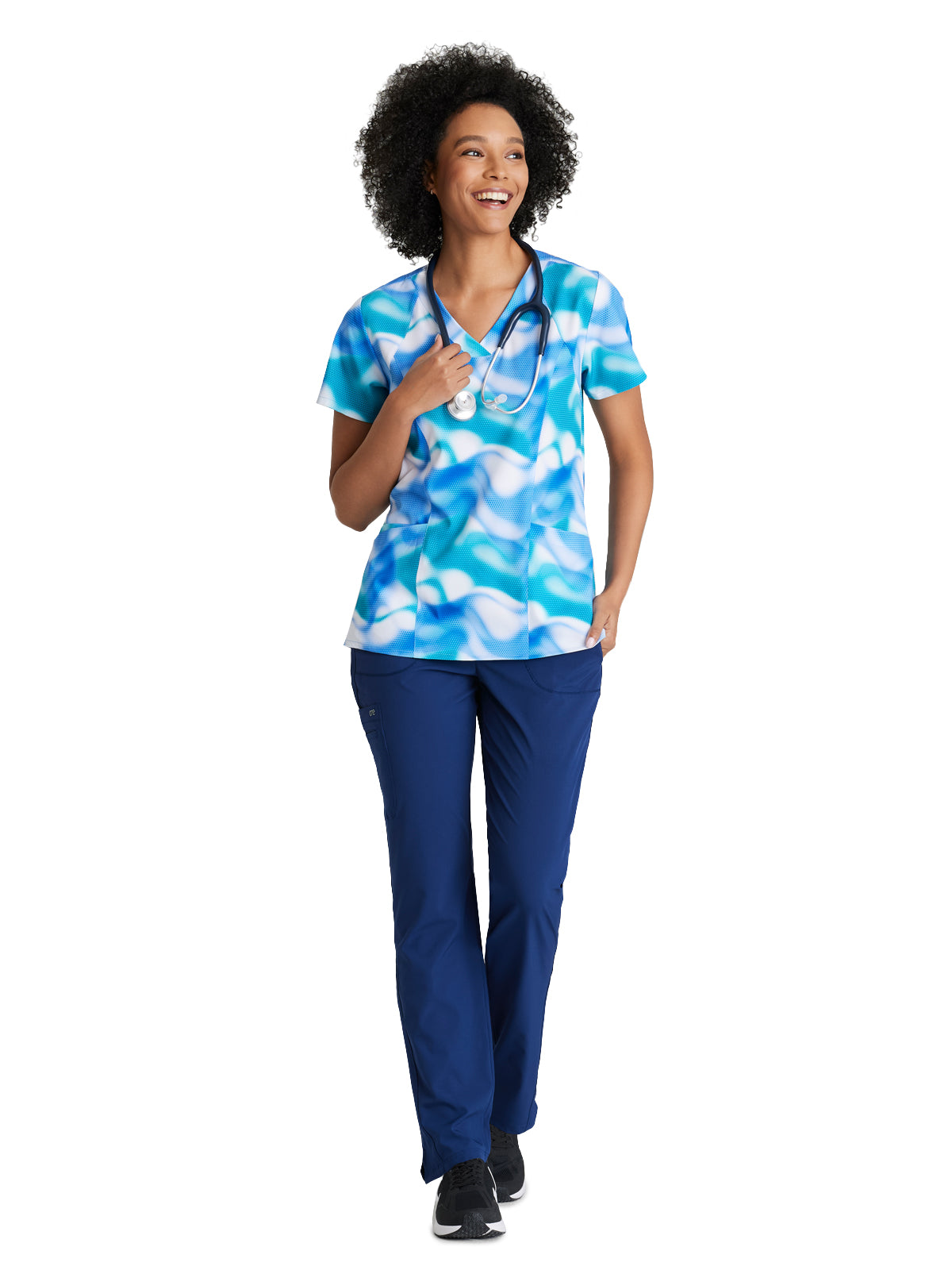 Women's V-Neck Thrive Scrub Top - 5107 - Azure Waves