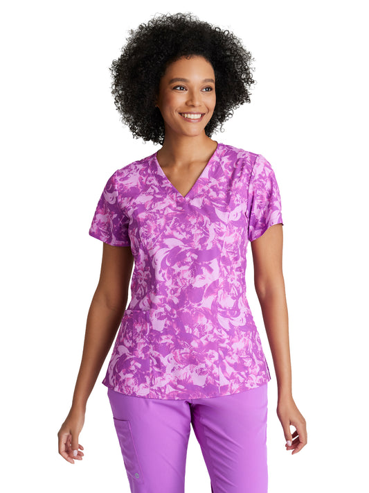 Women's V-Neck Thrive Scrub Top - 5107 - Helio Flowers