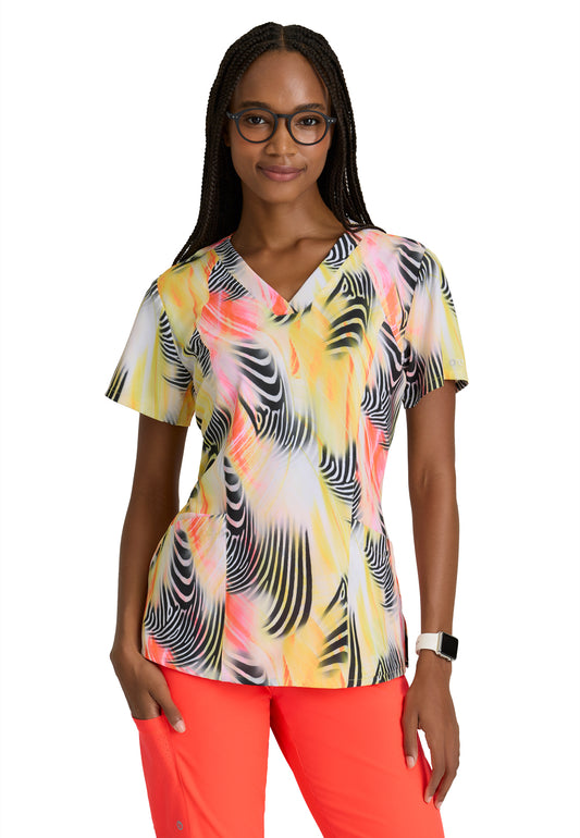 Women's V-Neck Thrive Scrub Top - 5107 - Zebra Brilliance