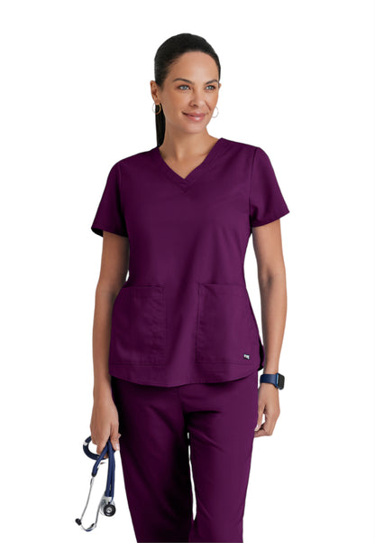 Women's Two-Pocket V-Neck Aubrey Scrub Top - 71166 - Wine