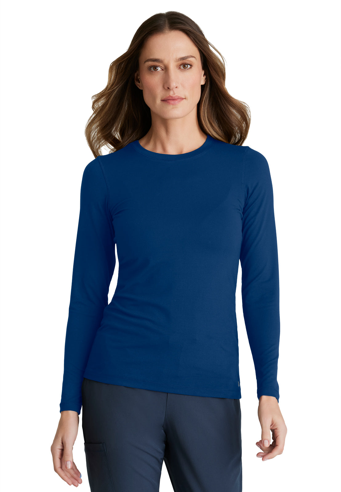 Women's Long Sleeve Accelerate Underscrub Tee - BOK804 - Indigo (Navy)