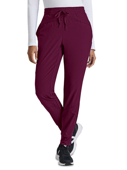 Women's Three-Pocket Mid-Rise Boost Jogger Scrub Pant - BOP513 - Wine