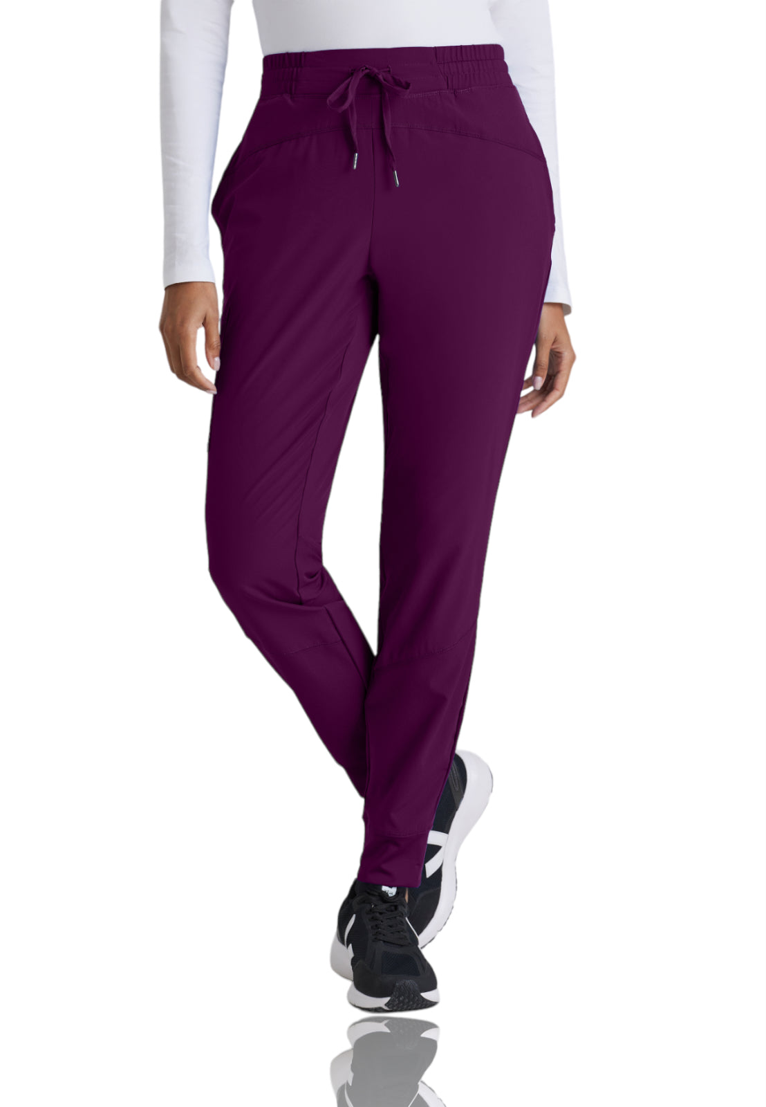 Women's Three-Pocket Mid-Rise Boost Jogger Scrub Pant - BOP513 - Wine
