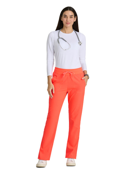 Women's Yoga-Style Uplift Scrub Pant - BOP597 - Neon Flame