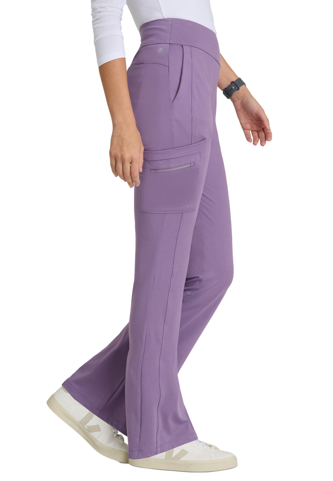 Women's 7 Pocket High-Rise Fit and Flare Scrub Pant - BOP645 - Dusty Lavender