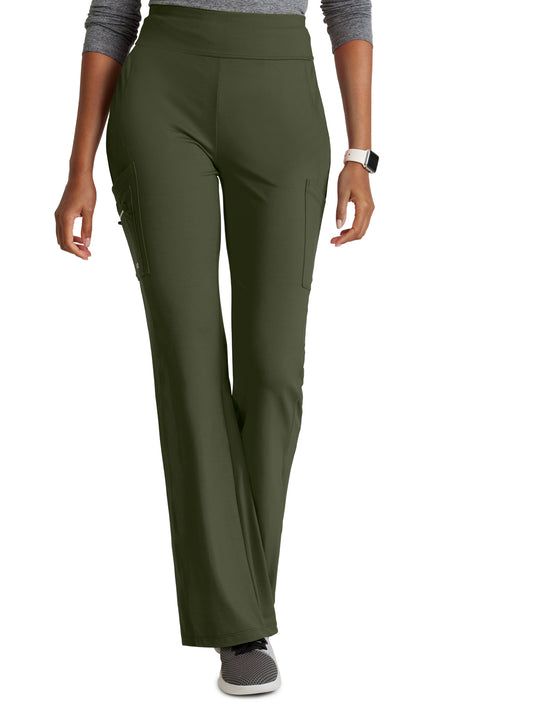 Women's 7 Pocket High-Rise Fit and Flare Scrub Pant - BOP645 - Olive