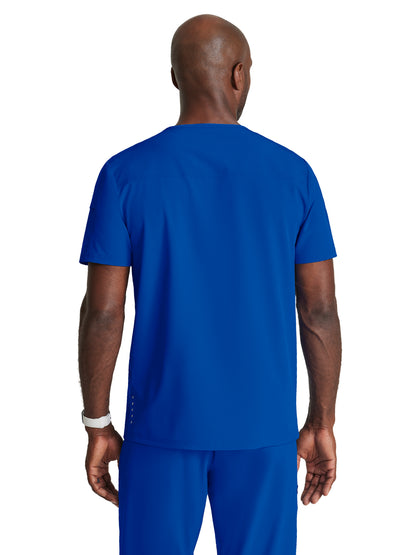 Men's Two-Pocket Ribbed V-Neck Velocity Scrub Top - BOT195 - Cobalt