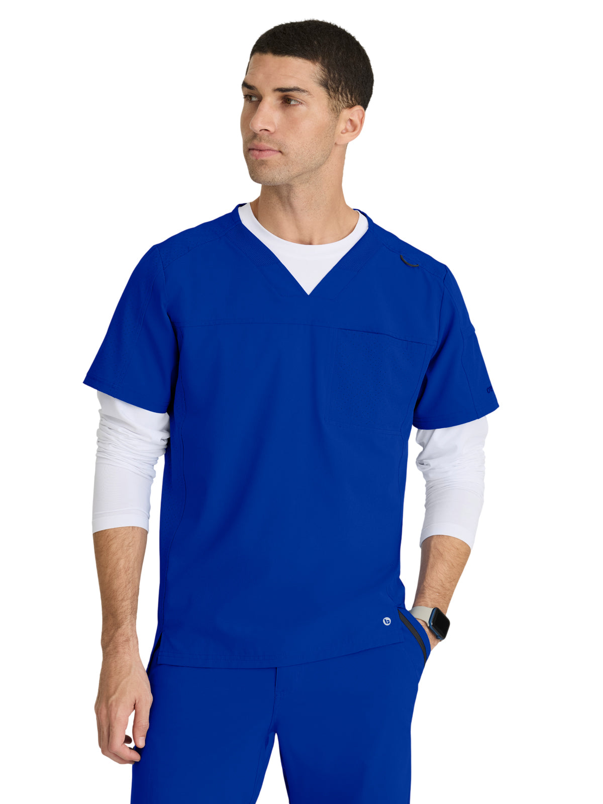 Men's Two-Pocket V-Neck Velocity Scrub Top - BOT195 - Cobalt
