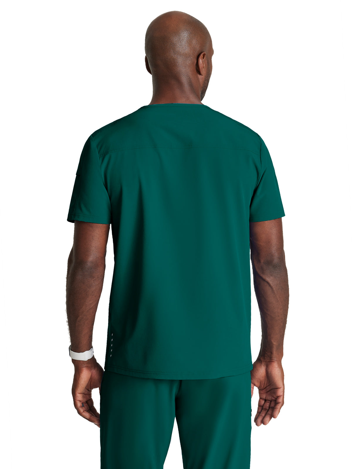 Men's Two-Pocket Ribbed V-Neck Velocity Scrub Top - BOT195 - Hunter Green