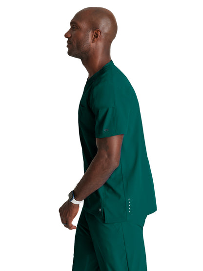 Men's Two-Pocket Ribbed V-Neck Velocity Scrub Top - BOT195 - Hunter Green