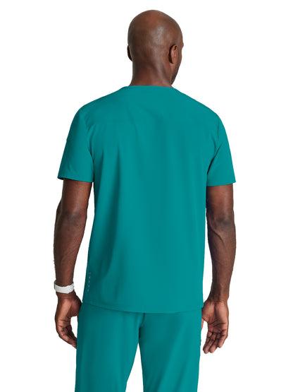 Men's Two-Pocket Ribbed V-Neck Velocity Scrub Top - BOT195 - Teal