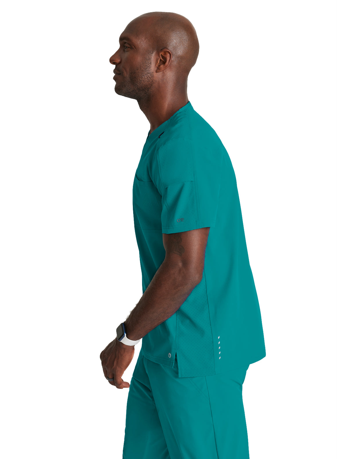 Men's Two-Pocket Ribbed V-Neck Velocity Scrub Top - BOT195 - Teal