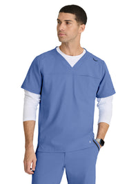 Men's Two-Pocket V-Neck Velocity Scrub Top - BOT195 - Ciel Blue
