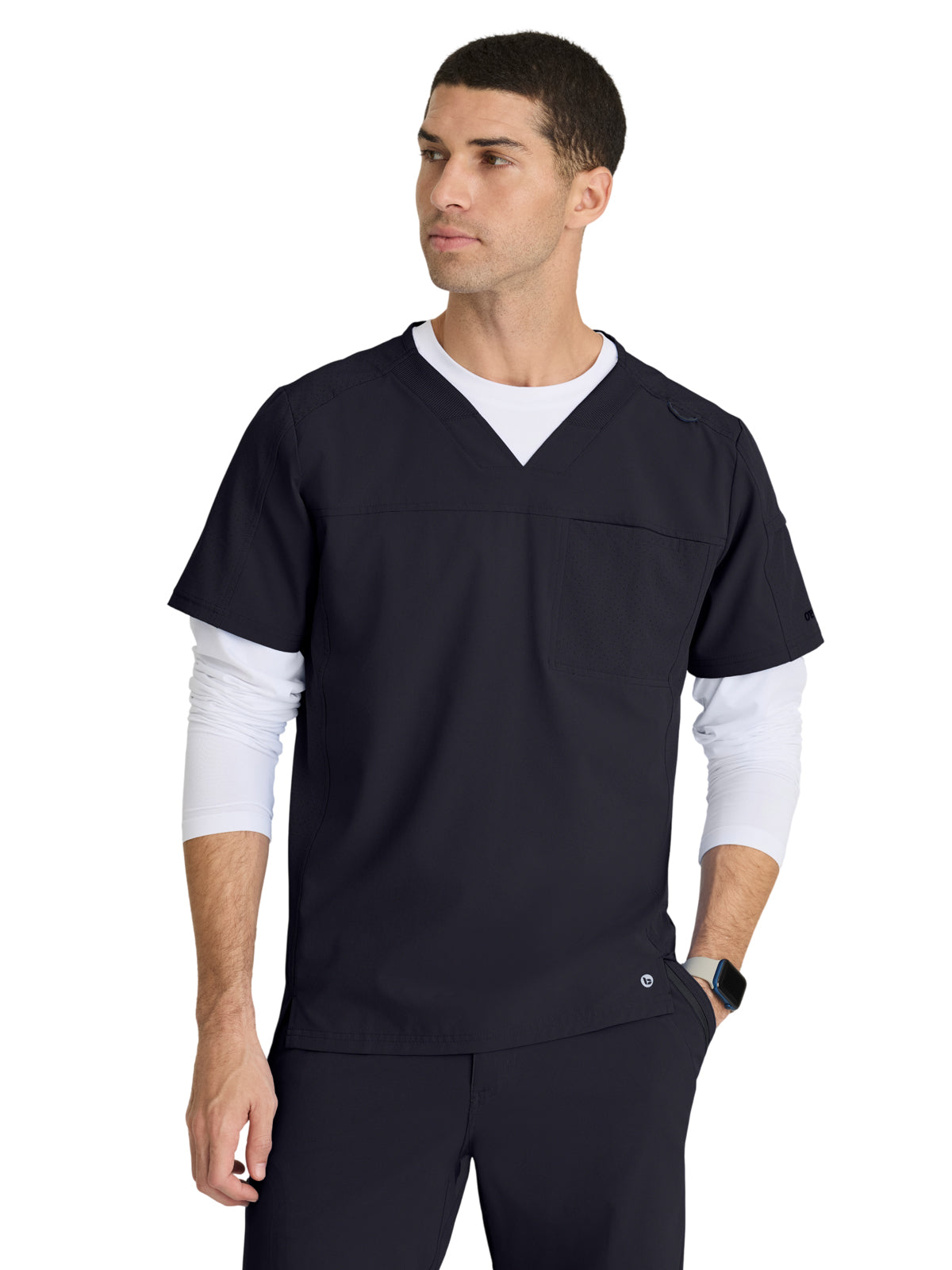 Men's Two-Pocket V-Neck Velocity Scrub Top - BOT195 - Steel