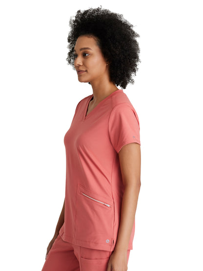 Women's 2 Pocket V-Neck Scrub Top - BOT209 - Ginger Rose