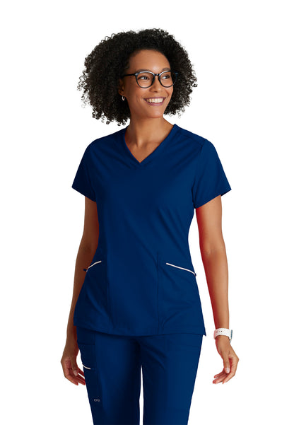 Women's Two-Pocket V-Neck Victory Scrub Top - BOT209 - Indigo (Navy)