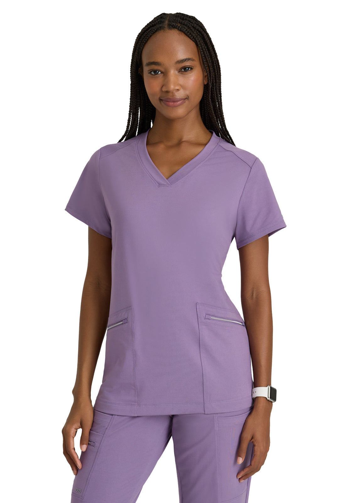 Women's 2 Pocket V-Neck Scrub Top - BOT209 - Dusty Lavender