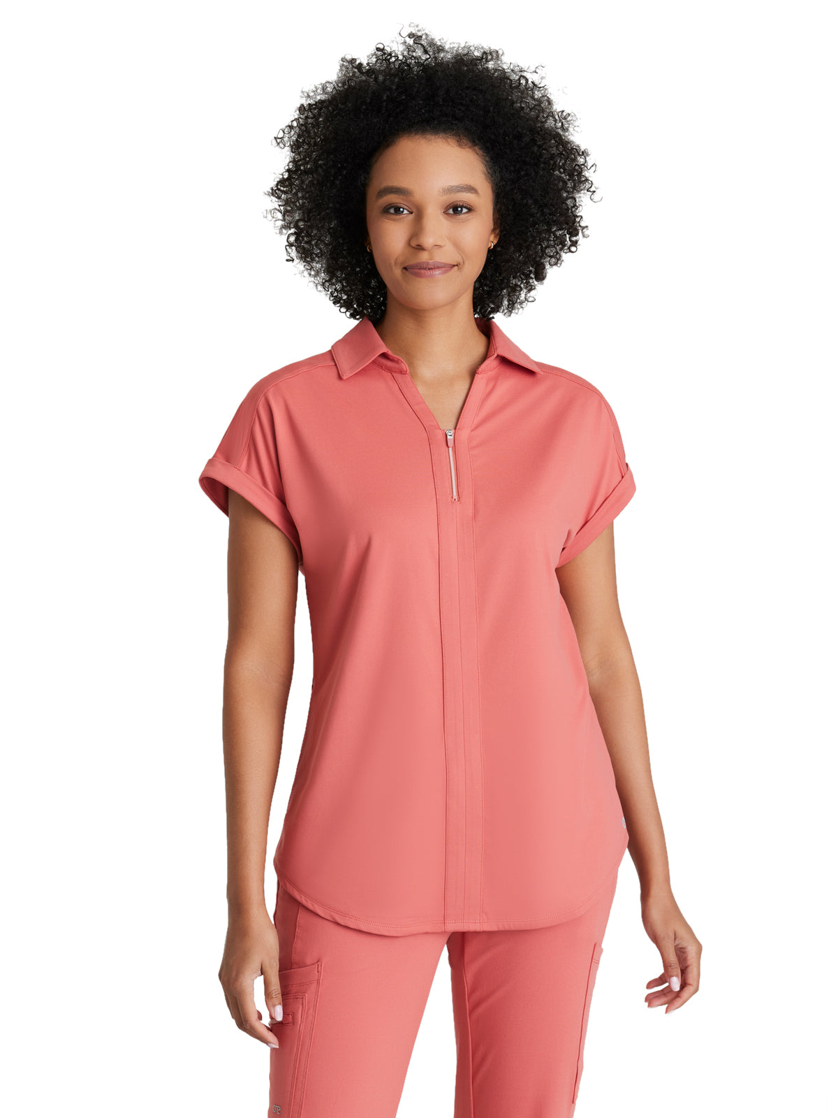 Women's 2 Pocket Zip Neck Dolman Scrub Top - BOT210 - Ginger Rose