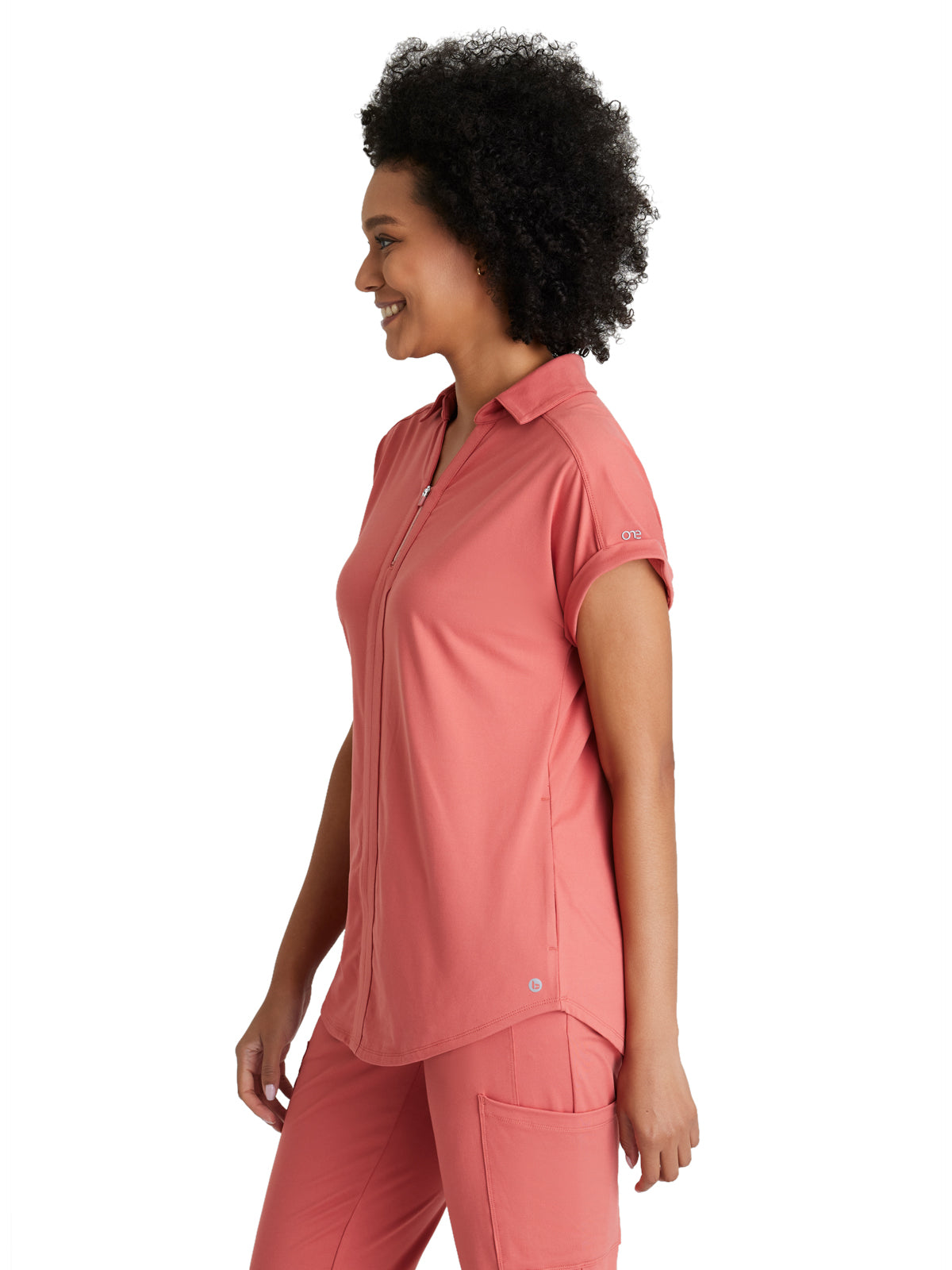 Women's 2 Pocket Zip Neck Dolman Scrub Top - BOT210 - Ginger Rose