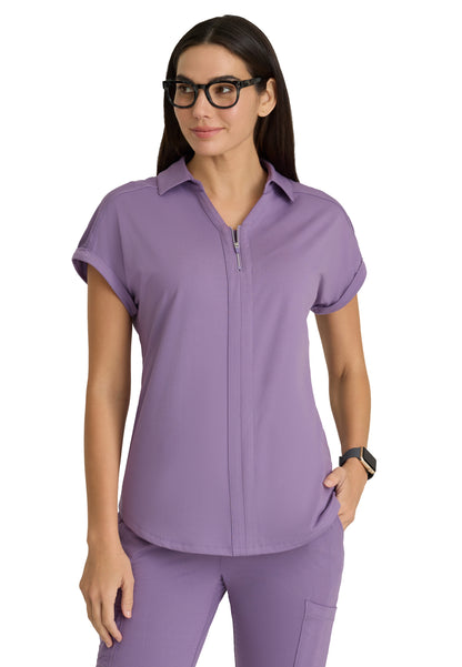 Women's 2 Pocket Zip Neck Dolman Top - BOT210 - Dusty Lavender