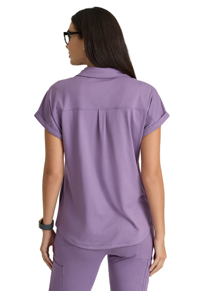 Women's 2 Pocket Zip Neck Dolman Top - BOT210 - Dusty Lavender